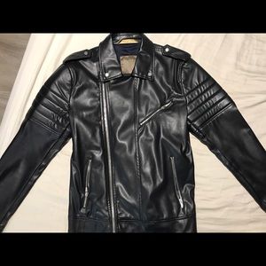 Zara Faux Leather Biker Jacket - zipper pockets